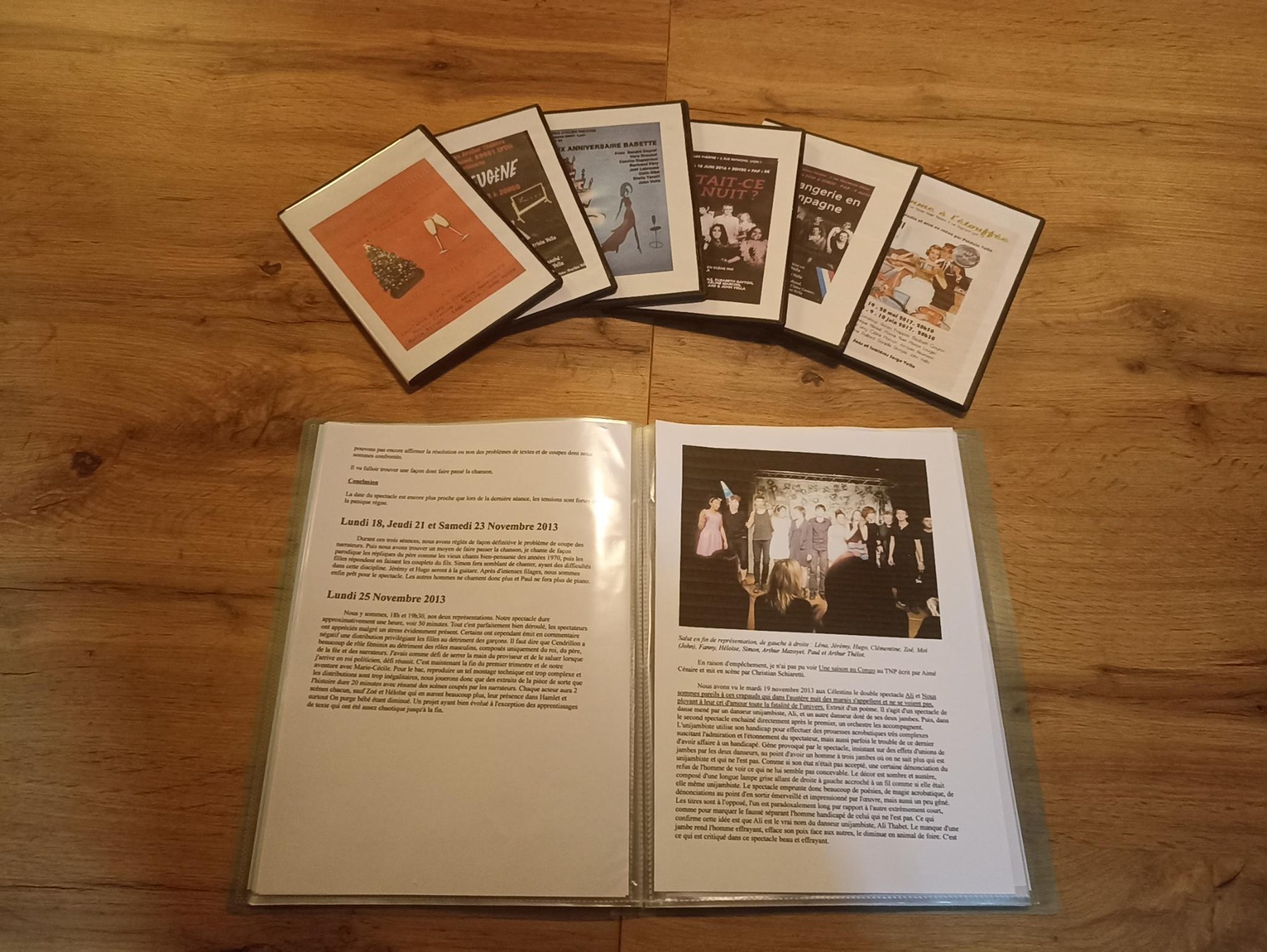 Archive personnelle : sept enregistrements de spectacles et carnet de bord de l'option théâtre du baccalauréat.