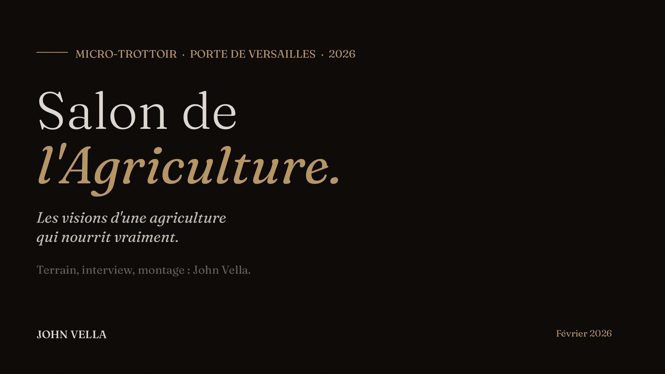 Salon de l'Agriculture — micro-trottoir Porte de Versailles, février 2026